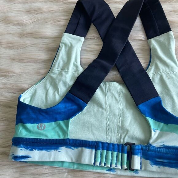 Lululemon All Sport Bra Brush Strokes Harbor Blue Menthol / Naval Blue - Picture 9 of 10
